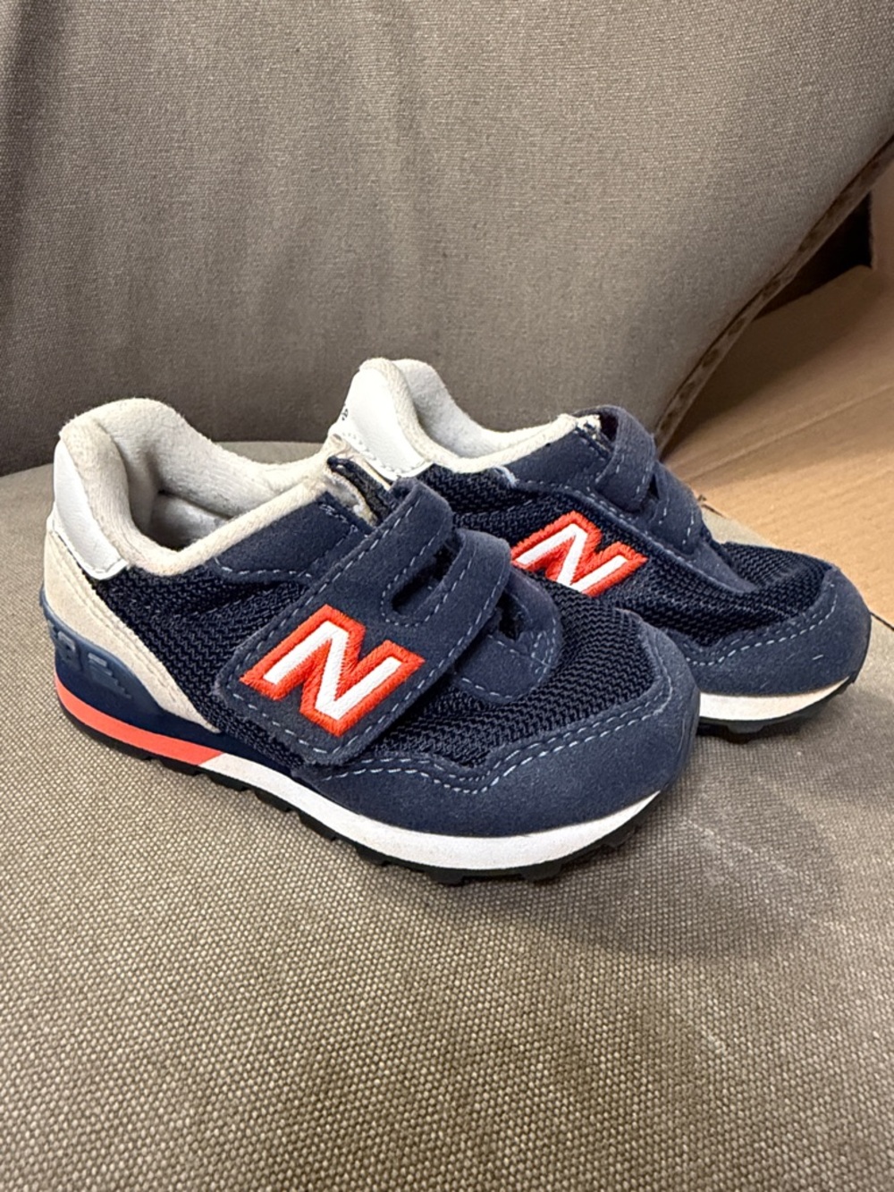 New Balance Kids Navy and Red Velcro Sneakers